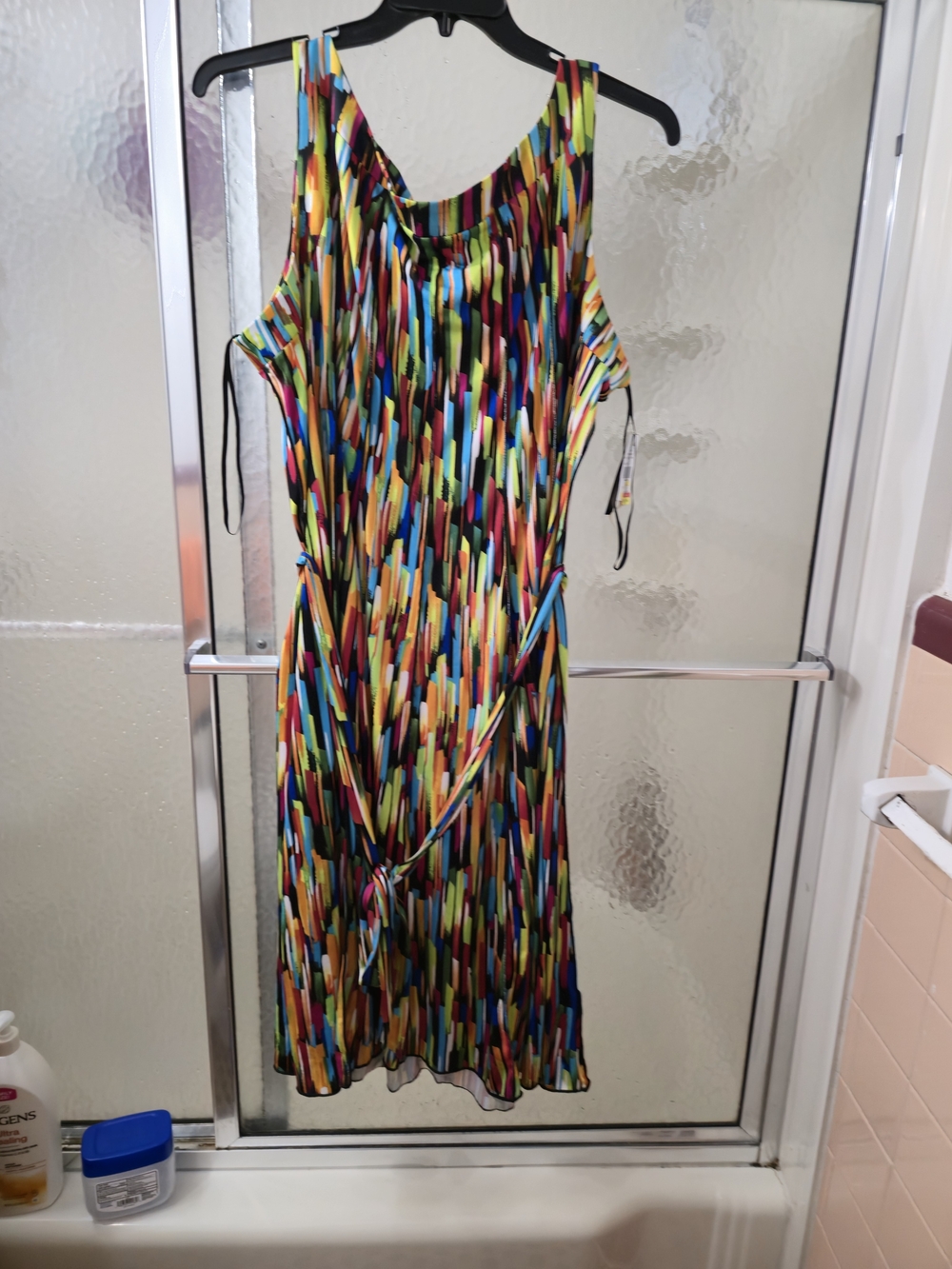 NWT Lively Multicolor Sleeveless Stripe-Print by ILE N.Y. Midi Dress Sz 22W.$75.